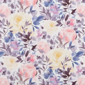 purple botanical cotton fabric from Beaumont Textiles