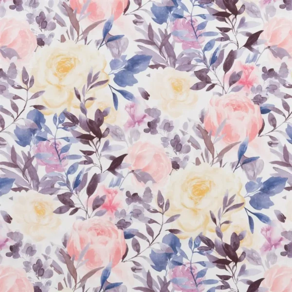 purple botanical cotton fabric from Beaumont Textiles