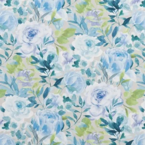 blue botanical cotton fabric from Beaumont Textiles
