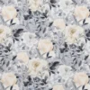 black-grey botanical cotton fabric from Beaumont Textiles