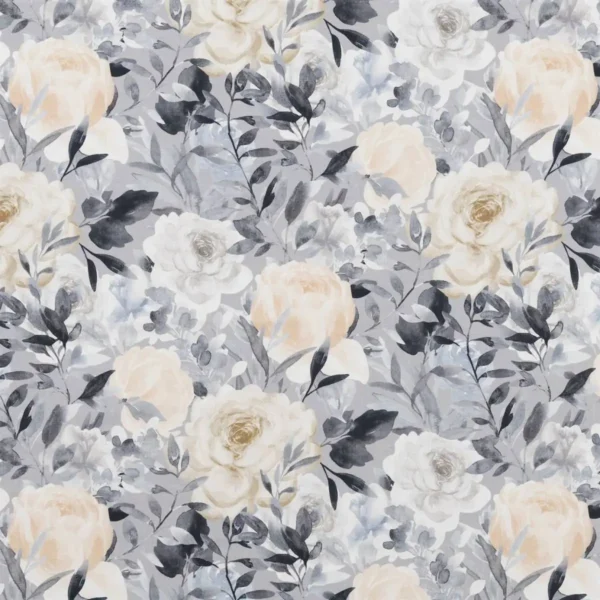 Belvoir Fabric - Winter by black-grey botanical cotton fabric from Beaumont Textiles