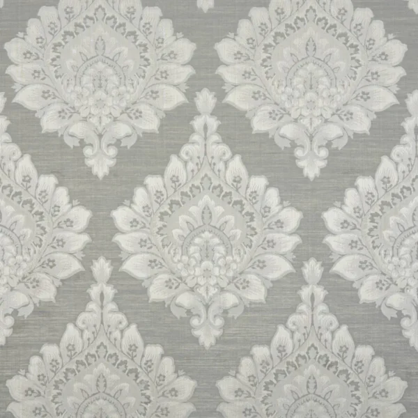 Bennet Fabric - Ash by black-grey botanical jacquard fabric from Beaumont Textiles