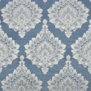 blue botanical jacquard fabric from Beaumont Textiles
