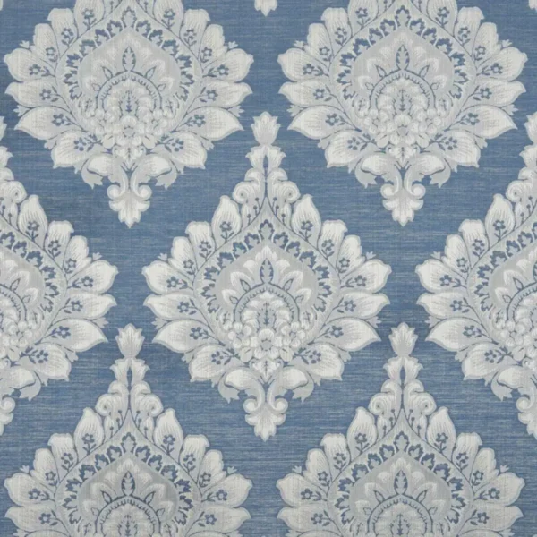 blue botanical jacquard fabric from Beaumont Textiles