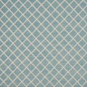 green geometric embroideried fabric from Beaumont Textiles