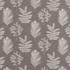 black-grey botanical woven fabric from Beaumont Textiles