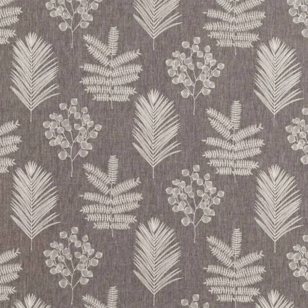Bregne Fabric - Charcoal by black-grey botanical woven fabric from Beaumont Textiles