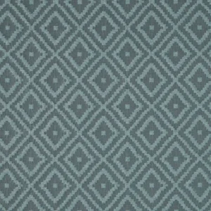 blue geometric embroideried fabric from Beaumont Textiles