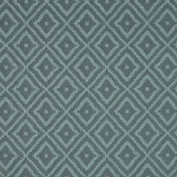 Damara Fabric - Aqua by blue geometric embroideried fabric from Beaumont Textiles