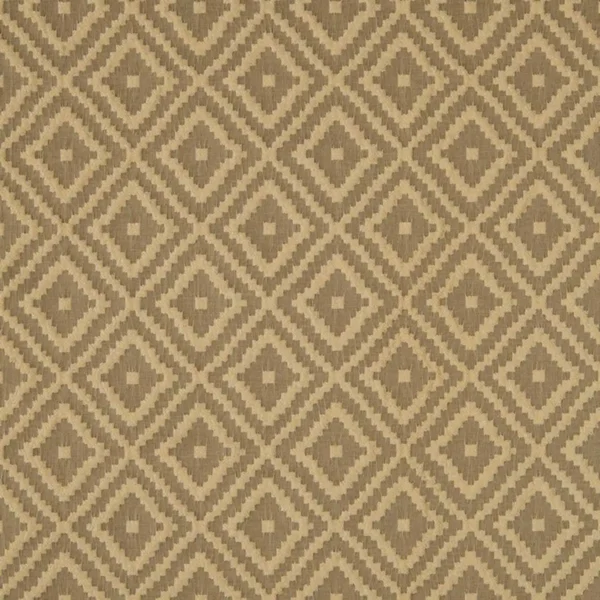 Damara Fabric - Mocha by brown geometric embroideried fabric from Beaumont Textiles