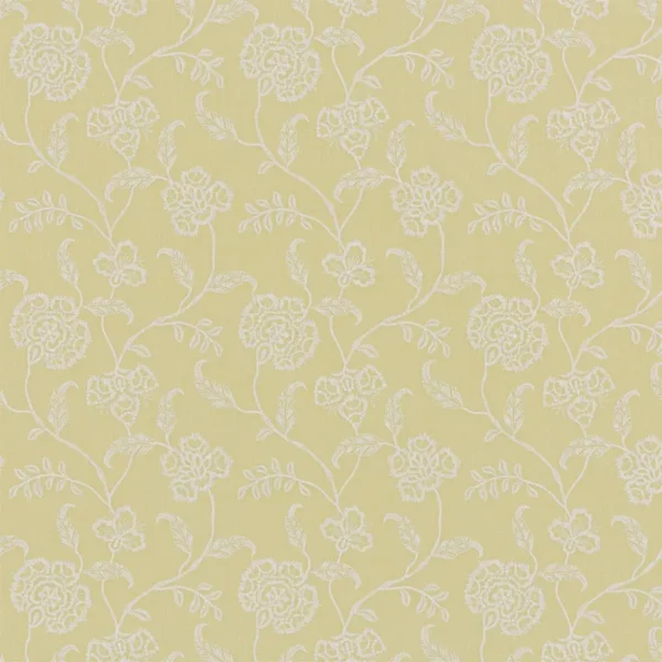 Desert Rose Fabric - Chartreuse by green botanical cotton fabric from Beaumont Textiles