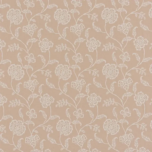 Desert Rose Fabric - Linen by orange botanical cotton fabric from Beaumont Textiles