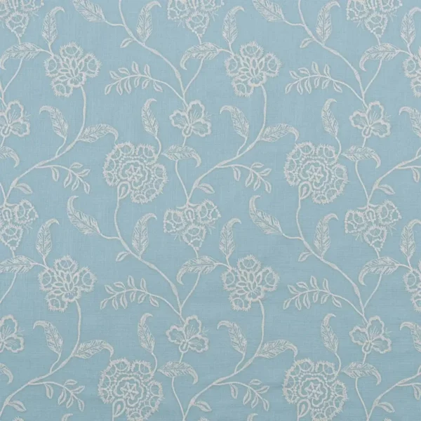 Desert Rose Fabric - Spa by blue botanical cotton fabric from Beaumont Textiles