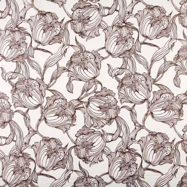 Cecily Fabric - Taupe by neutral botanical woven fabric from Beaumont Textiles