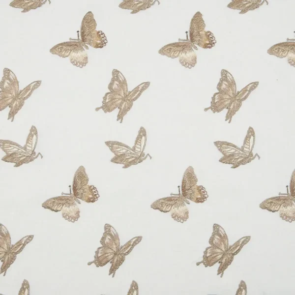 Flutter Fabric - Biscuit by brown animal embroideried fabric from Beaumont Textiles