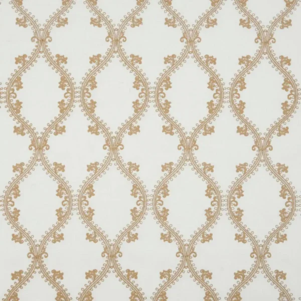 brown geometric embroideried fabric from Beaumont Textiles