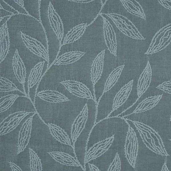 blue botanical embroideried fabric from Beaumont Textiles