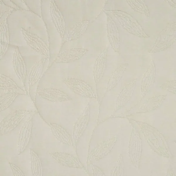 Hemba Fabric - Cream by black-grey botanical embroideried fabric from Beaumont Textiles