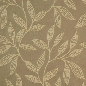 brown botanical embroideried fabric from Beaumont Textiles