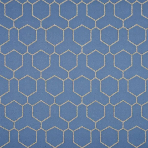 Hepburn Fabric - Denim by blue geometric jacquard fabric from Beaumont Textiles