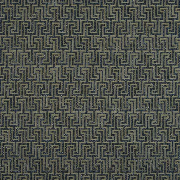 Hercules Fabric - Sapphire by blue geometric woven fabric from Beaumont Textiles