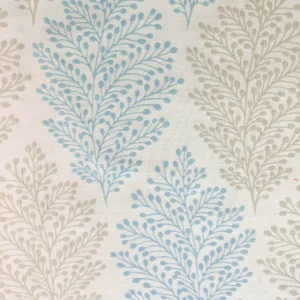 blue botanical jacquard fabric from Beaumont Textiles