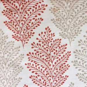 red botanical jacquard fabric from Beaumont Textiles