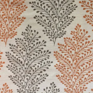 orange botanical jacquard fabric from Beaumont Textiles