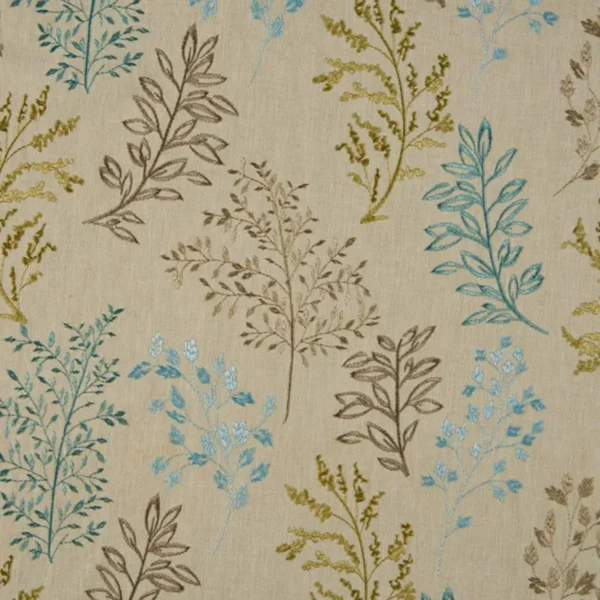 multicolour botanical embroideried fabric from Beaumont Textiles