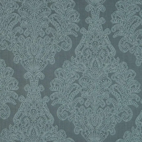 Katana Fabric - Aqua by blue botanical embroideried fabric from Beaumont Textiles