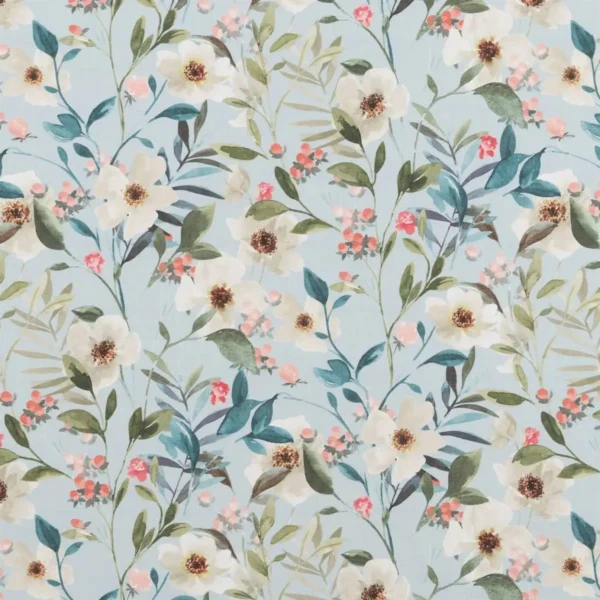 Kew Fabric - Summer by blue botanical cotton fabric from Beaumont Textiles
