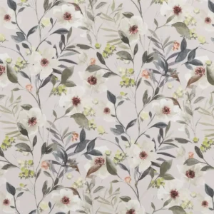 black-grey botanical cotton fabric from Beaumont Textiles