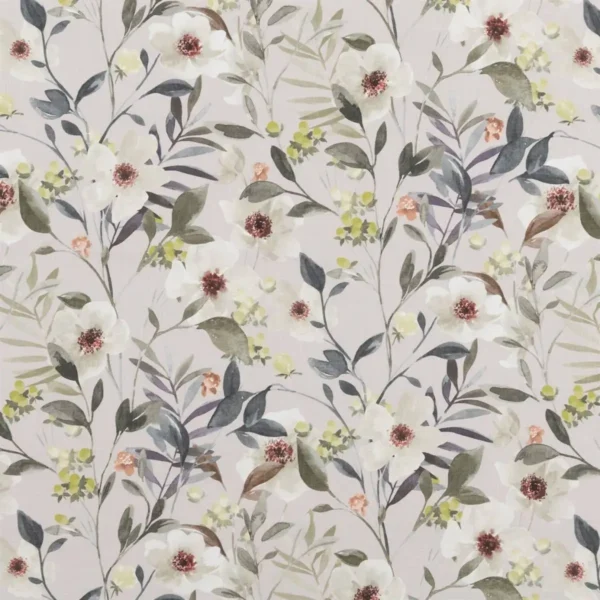 Kew Fabric - Winter by black-grey botanical cotton fabric from Beaumont Textiles