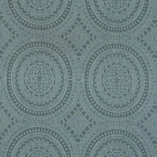 Lengola Fabric - Aqua by blue geometric embroideried fabric from Beaumont Textiles
