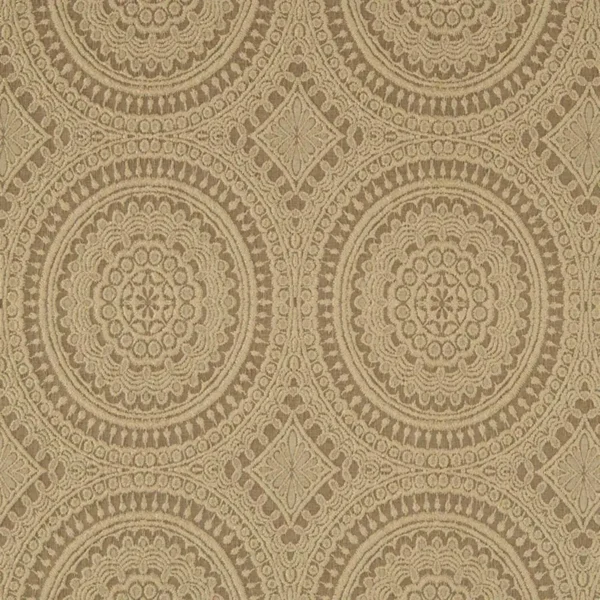 Lengola Fabric - Mocha by brown geometric embroideried fabric from Beaumont Textiles