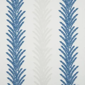 blue botanical embroideried fabric from Beaumont Textiles