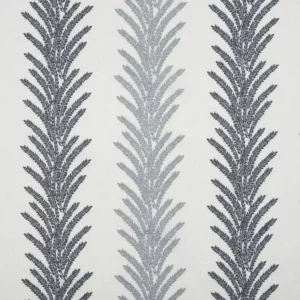 black-grey botanical embroideried fabric from Beaumont Textiles