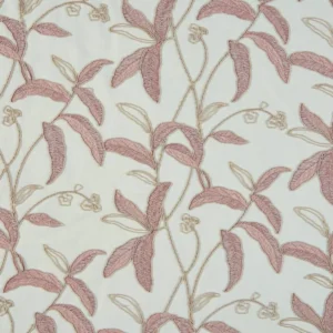 pink botanical embroideried fabric from Beaumont Textiles