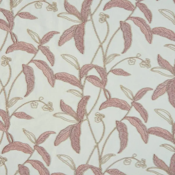 Menara Fabric - Dusky Pink by pink botanical embroideried fabric from Beaumont Textiles