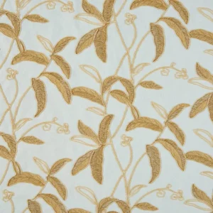 brown botanical embroideried fabric from Beaumont Textiles