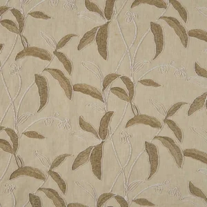 brown botanical embroideried fabric from Beaumont Textiles