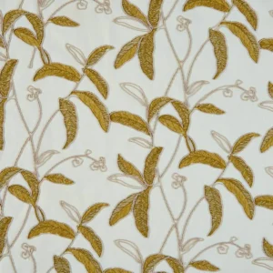 green botanical embroideried fabric from Beaumont Textiles