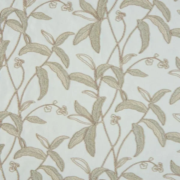 Menara Fabric - Shell by brown botanical embroideried fabric from Beaumont Textiles