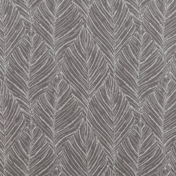 Minska Fabric - Charcoal by black-grey botanical woven fabric from Beaumont Textiles