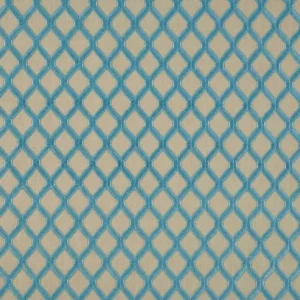 blue geometric embroideried fabric from Beaumont Textiles