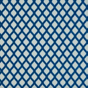 blue geometric embroideried fabric from Beaumont Textiles