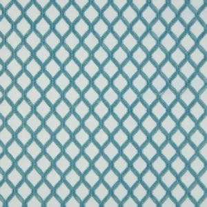 blue geometric embroideried fabric from Beaumont Textiles