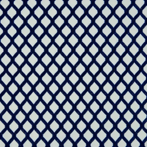 blue geometric embroideried fabric from Beaumont Textiles