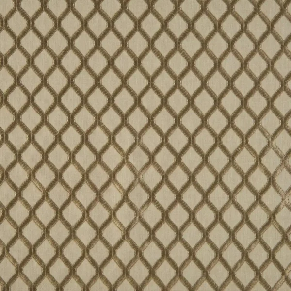 Mosaic Fabric - Natural by brown geometric embroideried fabric from Beaumont Textiles