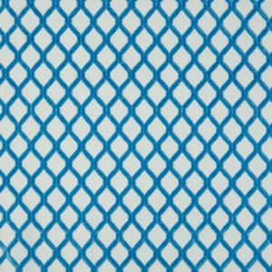 blue geometric embroideried fabric from Beaumont Textiles
